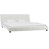 CKioict Schlafzimmerbett Tagesbett Doppelbett/Einzelbett Bett mit Memory-Schaum-Matratze Weiß Kunstleder 160x200cmGeeignet für Schlafzimmer, Wohnzimmer, Gästezimmer