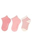 Sterntaler Kurz -Socken 3er Pack Rippe - kurze Kindersocken für Mädchen - Kurzsocken in unifarben und schicken Ringeln - Socken für Kinder im Set - mattrosa, 30