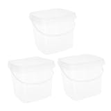 PERSELOSO 3 Stücke Kunststofffass Lebensmitteleimer Aus Kunststoff Plastikeimer Mit Deckel Vorratseimer Für Die Küche Lebensmittelaufbewahrungs Eimer Haustier-Eimer Transparent Pp