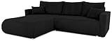 BROMARKT Sofa mit Schlaffunktion Couch L polsterreiniger Sofa Bettkasten Schlafsofa für Wohnzimmer Couch freistehend Havana Relaxsofa 3 sitzer 270x173x80 cm Schwarz