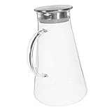 LABRIMP Großer Glaswasserkrug mit Deckel Hitzebeständig Transparent für Kühlschrank Leicht zu Reinigen Große Kapazität Bruchsicher und Langlebig
