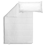 Bodyprotect Bettwaren Set, Ganzjahresdecke 135 x 200 cm + Kopfkissen 40 x 80 cm, Bettdecke ECOLine, medium Steppdecke, waschbar, Made in EU, Allergiker geeignet, weiß