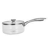 Cabilock Glas Pot Holiday Sogne Pot Kits Tee Infuser Pot Kleiner Topf Borosilikat Glas Teekannen Kochgeschirr Für Glasobertbofen Mini Töpfe Zum Kochen Von Suppe Topf Transparent Edelstahl