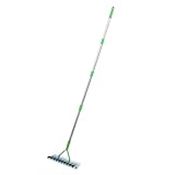 Vertikutierer Rechen 170cm, Verstellbarer Stiel, Stahl Rasenrechen & Handvertikutierer, Schneidrechen gegen Moos & Rasenfilz, Harke zum Entfernen von Totem Gras für Garten, Hof & Rasen