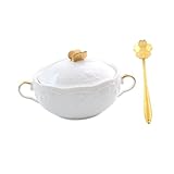 FytStycale Französische Zwiebel Suppenschale, Suppenschüssel, 9,8 Unzen Salatschale mit Griffen, Servierschale für Chili Beilagen, Goldabdeckungsgriff