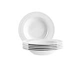 MÄSER Serie Arlona, Suppenteller für 6 Personen aus hochwertigem Porzellan, tiefes Teller Set, zeitlos, elegant, Porzellan, weiß