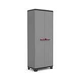 Keter Stilo Kunststoffschrank/Besenschrank, Utility, Dunkelgrau, Schwarz, Rot, 68 x 39 x 173 cm