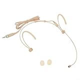 CWOQOCW Dual Ear Hook Headworn Earset Over Earhook, Headset Mic Headworn Microphone, For Use On Stage, Houses Of Worship, Very Light And Comfortable To Wear, Beige