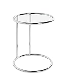 HAKU Möbel Beistelltisch Chrom, Metall, Sicherheitsglas - Maße: H 55 cm x Ø 45 cm, Style: Modern