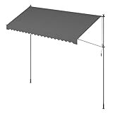 SONGMICS Klemmmarkise, Balkonmarkise, höhenverstellbar, mit Handkurbel, Sonnenschutz, für Balkon, Terrasse, Garten, 400 x 120 cm, anthrazit GSA402G02