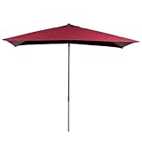 MACAGGTNTU 200/250/270cm Halbschirm Balkonschirm Rechteckiger Wandschirm Terrassenschirm Höhenverstellbar Gartenschirm Halber Sonnenschirm(Red,200 * 130cm/6.5 * 4.3ft)