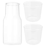Beavorty Transparente Wasserkaraffe 550ml aus Lebensmittelechtem Glas mit Becher Deckel Multifunktionaler Glaskrug für Kalte Getränke und Nachttischgebrauch Wiederverwendbar