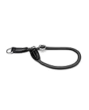 lionto Hundehalsband aus strapazierfähigem Nylon für Hundetraining, Länge 45 cm, 1 cm Dicke, Zugstopp Halsband für Hunde, Lederimitat mit Metallring & Anpassung durch stufenlosen Schieber, schwarz