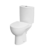 CERSANIT Stand WC mit Spülkasten Komplett | Toiletten mit Toilettensitz aus Duroplast mit Absenkautomatik | Kloschüssel mit Waagerecht Ablauf - 36 cm Breite | Stand WC aus Keramik | Farbe: Weiß