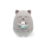 Legami - Küchentimer, Kitty-Thema, manuell einstellbar, 60 Minuten, ohne Batterie, Durchmesser 6 cm, Höhe 8 cm, Grau