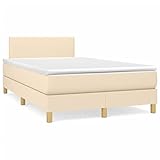 Juroupi Boxspringbett mit Matratze & LED Bett Mit Bettkasten Bett Boxspringbett Betten Boxspringbett Mit Matratze Creme 120x190 cm Stoff - 3270079