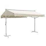 ShGaxin Freistehende Markise, Sichtschutz Balkon, Balkon Markise, Seitenmarkise, Klemmmarkise, Sonnenvorhang, Balkonmarkisen, Cremefarben 4 x 3 m