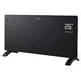 Climative Glow Elektroheizung Glas Konvektor 2500W Heizkörper Elektrisch Elektroheizkörper Wandmontage Freistehend Heizung Elektrisch Heater WiFi Tuya LED Timer Thermostat IP24 Schwarz
