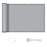 LOVE STORY Balkon Sichtschutz 90x200cm Wetterfest, PES Balkonabdeckung Balkonbespannung Balkonumspannungen Balkonverkleidung, Blickdicht Windschutz,mit Kabelbindern für Außengeländer,Grau