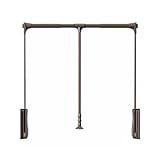 Kleiderschrank-Hebeschiene, Organizer aus Aluminiumlegierung, Verstellbarer Kleiderschrank-Hebeschienen-Organizer, seitlich und hinten montierte Kleiderstange mit Zweiwege-Puffer (braun, 610