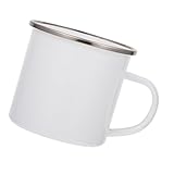 OSOLADY Thermotransferdruck Sublimationsbecher Emaille Tasse 9X9X85cm aus Edelstahl mit Silbernem Rand für Latte Macchiato und Heiße Schokolade