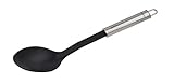 FACKELMANN Servierlöffel 31 cm OVALGRIFF, Vorlegelöffel für beschichtete Pfannen und Töpfe, Küchenhelfer aus hochwertigem Edelstahl und Kunststoff (Farbe: Silber/Schwarz), Menge: 1 Stück