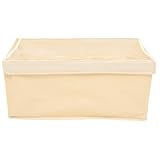 Artibetter Faltbare Aufbewahrungsbox mit Deckel Stoff Kleider Organizer für Schlafzimmer Stapelbare Kleidung Lagerbox Beige Platzsparend und Robust für Wäsche