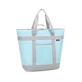 Jasaly Isoliertasche, weich, wiederverwendbar, 40 l, tragbar, auslaufsicher, für Lebensmittel, Strand, Blau