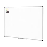 Amazon Basics Magnetisches Whiteboard mit Stiftablage und Aluminiumleisten, trocken abwischbar, 120 cm x 90 cm (B x H), Weiß
