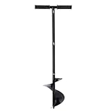 YiAndeli Handpfosten Erdlochbohrer Garten-Schneckenbohrer, Manuell Erde Garten Erdbohrer Pflanzmaschine Zaun Garten Erdbohrer Mit T-förmigem Griff Zum Graben, Anpflanzen, Kultivieren Black,1