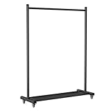 Multifunktionaler Roll-Kleiderständer, unabhängiger Kleiderständer mit oberer Stange, Stahlrohrstruktur, stabiler Kleiderständer, schwarz, 100 x 158 x 43 cm