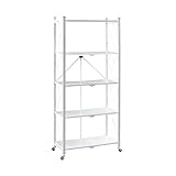 PROREGAL KLAP klappbares Regal mit Rollen | 5 Böden/Fächer | Weiß | Belastbarkeit 250kg | HxBxT 167x72x34cm | Lagerregal Metallregal Klappregal