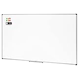 Amazon Basics Magnetisches Whiteboard mit Stifthalter Aluminiumrahmen trocken abwischbarer Schreibfläche 90cm x 60cm (BxH) inklusive 6 Magneten 1 Tafelwischer und 2 trocken abwischbaren Markern Weiß