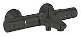 GROHE Precision Start - Thermostat-Wannenbatterie (wassersparend, Sicherheitssperre bei 38°C, Umstellung: Wanne/Brause), matt schwarz, 345982430