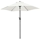Yaheetech Sonnenschirm Ø230cm Gartenschirm mit 6 Rippen Knickbar Markschirm Kurbelschirm Rund Sonnenschutz, Creme