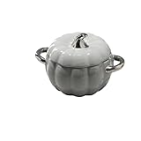 ROEUIPG Keramik-Schmortopf mit Deckel und Doppelgriff, multifunktionaler Kürbis-Küchentopf, Suppenschüssel, Suppentopf, Küchenutensilien Zum Kochen(Light Gray)