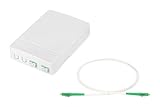 DIGITUS DN-931096 FTTH Anschlussdose + 1x Armirtes LWL-Kabel mit LC-Stecker 1m – Gehäuse inkl. 2x LC/APC Duplex Kupplung – Integrierte Spleißkassette – Aufputz Wandmontage – Weiß