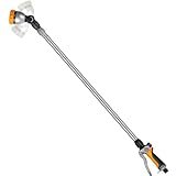 RESTMO Langer Teleskop Gießstab 92-152 cm, Lang Gartenbrause Metall mit 180° schwenkbaren Kopf | 7 Sprühmustern | Durchflusskontrolle | Bewässerung Zauberstab zum Blumenampeln und Sträucher, Gelb