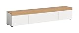 xonox.home Wohnzimmer Ruda Lowboard Kommode Sideboard groß TV-Bank TV-Schrank Fernsehschrank in weiß Absetzung Artisan Eiche, ca. 180x34x33 cm