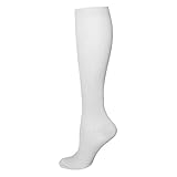 Damen-Kompressionsstrümpfe aus Baumwolle, Druckwadenstrümpfe für Damen, Sportsocken, einfarbig, Schlauchstrümpfe, rutschfest, atmungsaktiv, Stützstrümpfe, Kniestrümpfe, weiß, M