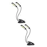 Mikikit 2 Stk Doppelkopf-Buchklemme LED-Lampe Schwanenhals-Tischleuchte verstellbare Clip-Lampe Aufstecklampe nachttischlampe schreibtischlampe Grilllampe Doppelkopf-Leseleuchten Black