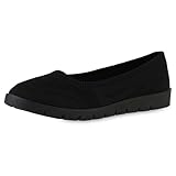 VAN HILL Damen Sportliche Ballerinas Flach Strick Bequem Schuhe 216968 Schwarz 39