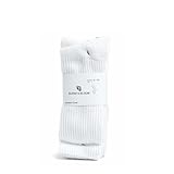 Blend & Bloom Cushion Crew Socken für Herren und Damen, Laufsocken, Sneaker, Baumwolle, Sportsocken, Weiß, Größe L, 3 Stück