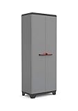 Keter Stilo Kunststoffschrank, hoch, BxTxH: 68x39x173cm, grau/schwarz/rot, inkl. 3 höhenverstellbaren Einlegeböden (max. Tragkraft je 15kg)