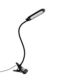 Homoyoyo USB Leselampe mit Flexiblem Schwanenhals Helligkeitsstufen Tragbare LED Klemmlampe für Nachttisch Buch und Reisen USB Betrieben Schwarz Augenschonend Stabiler Clip