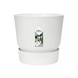 elho Greenville Rund 18 - Blumentopf für Innen und Außen - Selbstbewässerungstopf - 100% Recyceltem Plastik - Ø 18.3 x H 17.4 cm - Weiß/Weiss