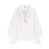 Mittelalter Herren Hemd, Oktoberfest Herren Outfit Schnürhemd Stehkragen Rüschenhemd Elegant Langarmshirt Gothic Steampunk Viktorianisch Lace Up Cosplay Tops Bequeme Freizeithemd