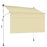 Balkonmarkise ohne Bohren UV-beständig - Wasserabweisendes Klemmvordach mit einfacher Montage & Handkurbel für Sonnenschutz - Perfekt für Terrasse & Balkon