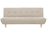 Beliani 3-Sitzer Sofa mit Schlaffunktion Stoffbezug beige gesteppt Schlafsofa Alsten