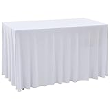 vidaXL 2X Stretch Tischhusse Weiß 183x76x74cm Stretchhusse Tischdecke Husse